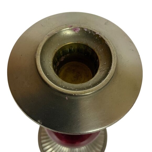 Vintage Yankee Candle Nickel & Cranberry Glass Candle Holders Set Of 2 India - Picture 2 of 6